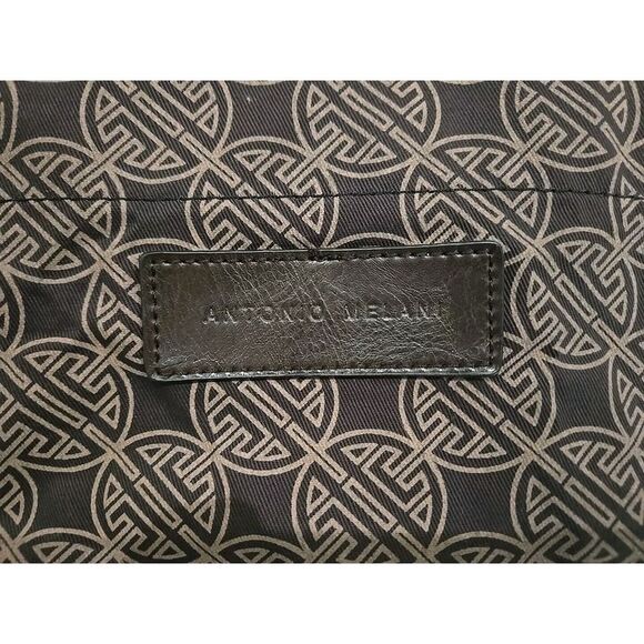 ANTONIO MELANI BROWN & TAN CANVAS/CLOTH TOTE BAG PURSE 16" X 17.5" SHOPPING TOTE - Picture 2 of 5